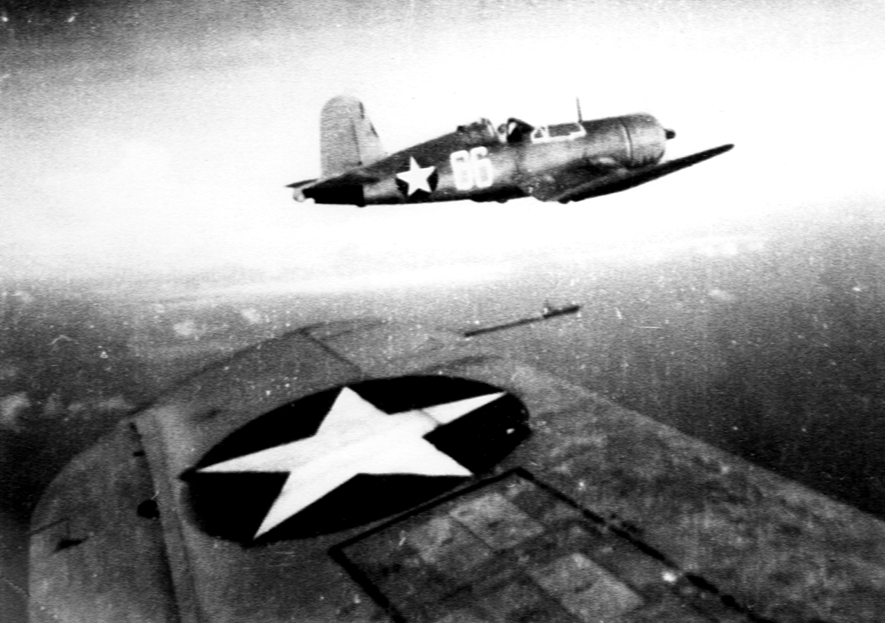 Corsairs of VMF-121 in flight in 1943