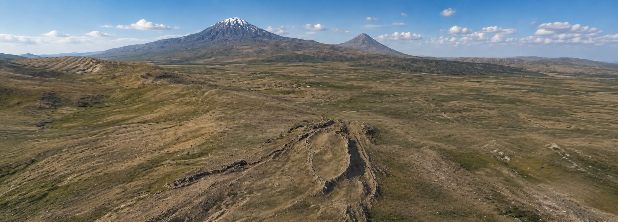 Interpretive photorealistic visualization of the Noah's Ark Site with Mount Ararat in the distance