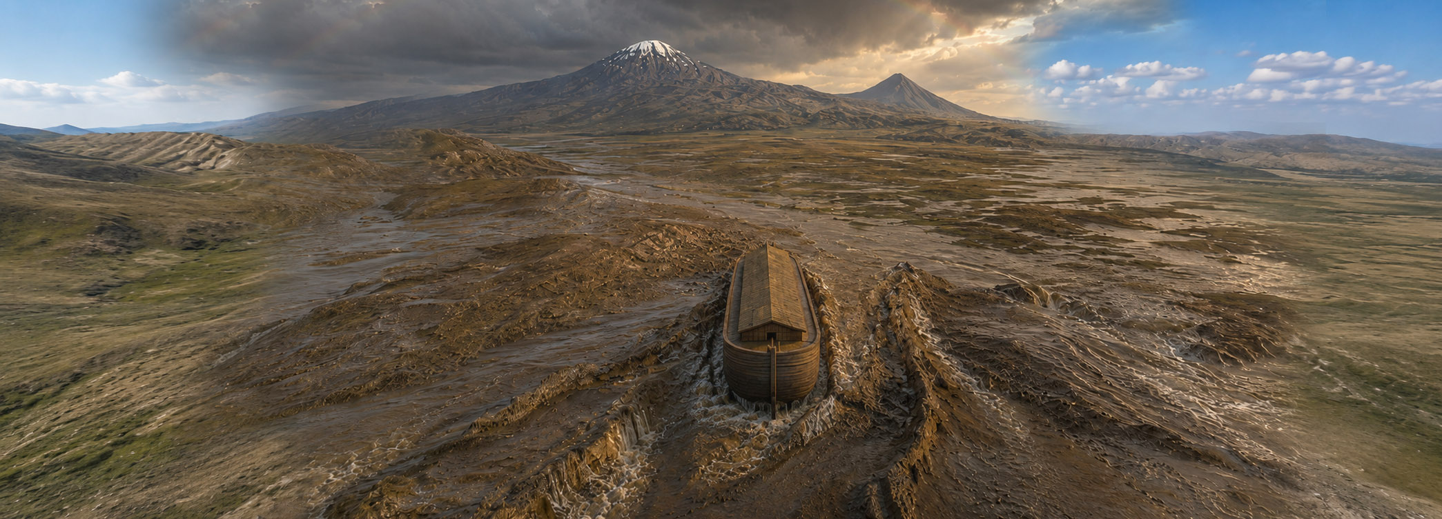 Interpretive artistic rendering of the Ark in the Mount Ararat region